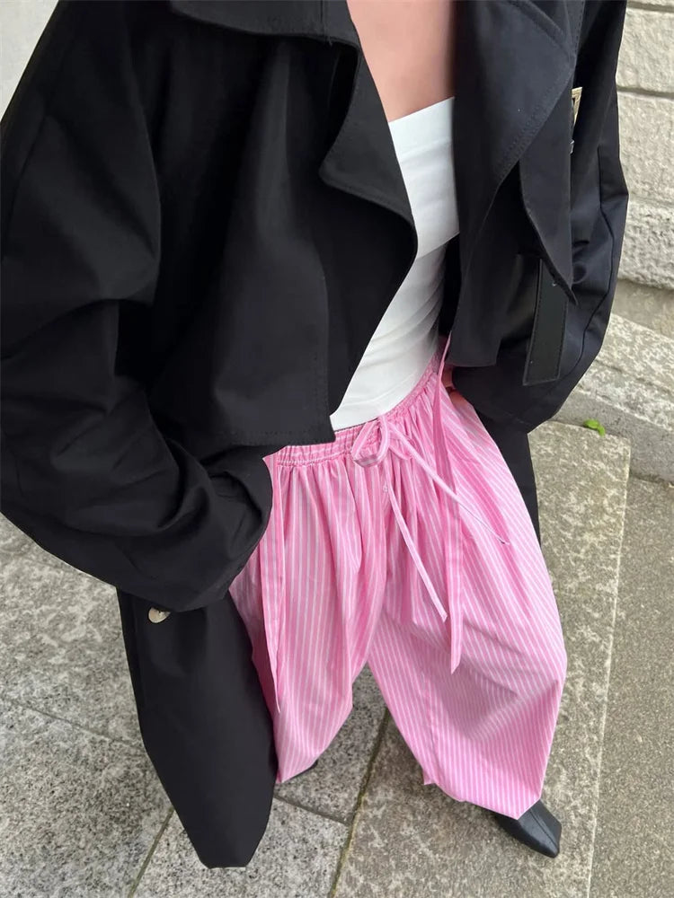 Striped Drawstring Puff Pants