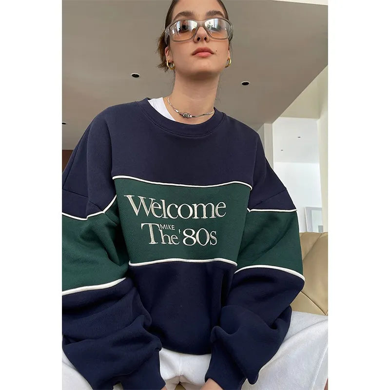 Blue Letter Print Sweatshirt