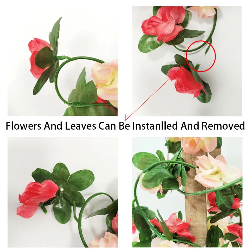 Artificial Flowers Rose Vine Hanging Silk Flower Garland for Garden Party Wedding Decor Home Christmas Decoration Fake Flower