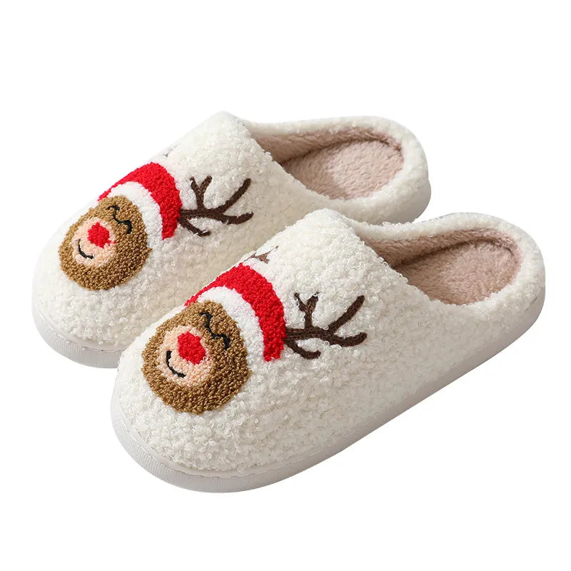 New Christmas Gifts Santa Claus Elk Slippers Cute Gingerbread Man Warm Cotton Slippers Men Women Hot Winter Home Cotton Slippers