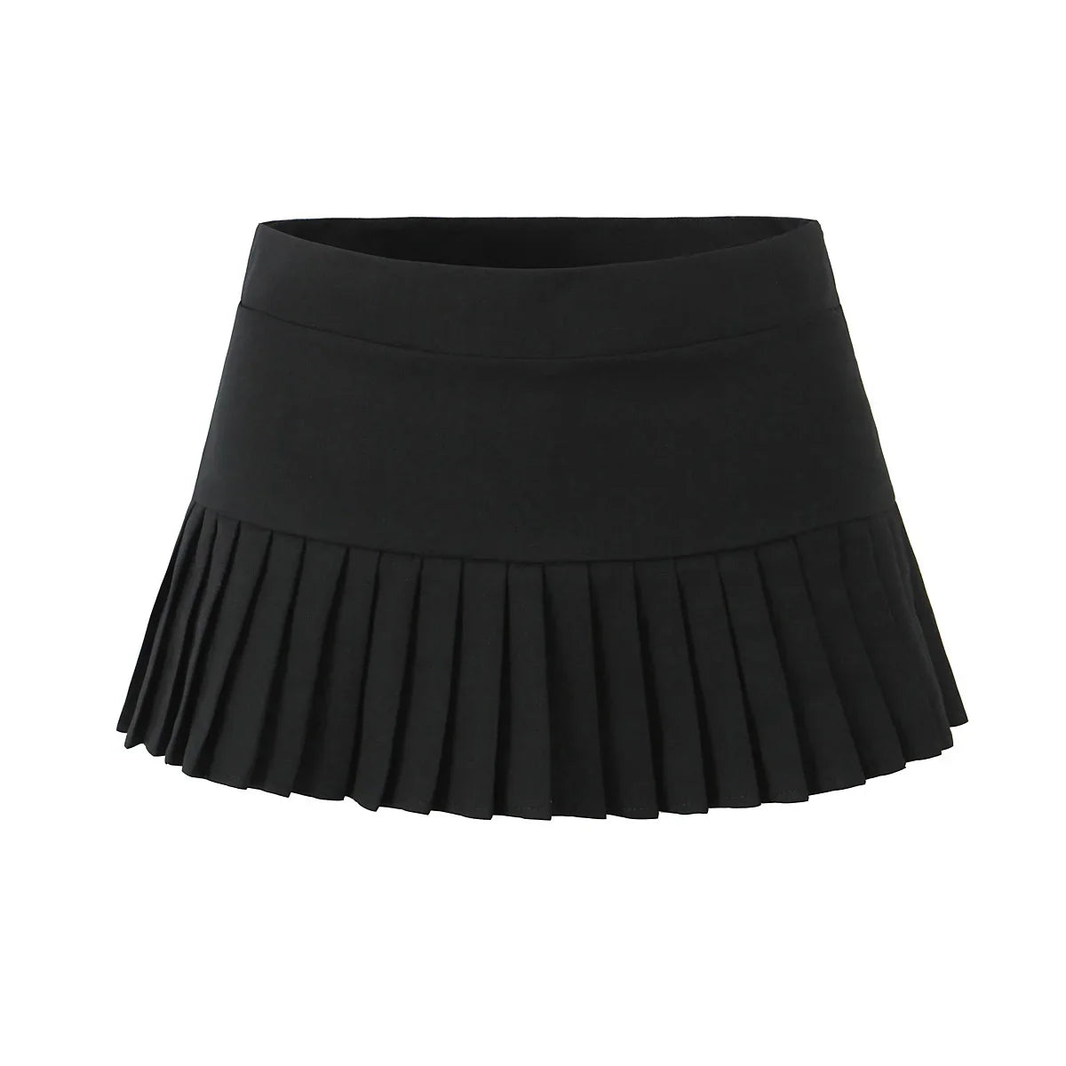 Solid Pleated Low Waist Short Skirt