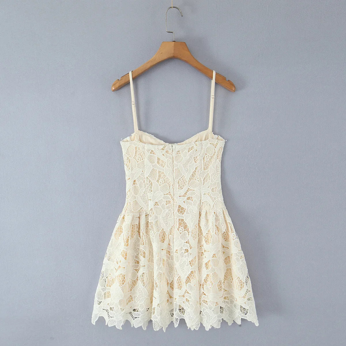 Lace Embroidered Spaghetti Strap Mini Dress