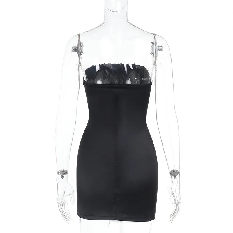 Satin Beading Tassel Corset Mini Dress