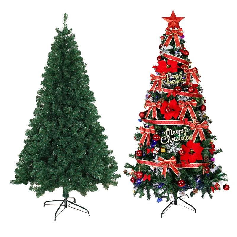 Green Christmas Tree 5/6/7ft with Metal Stand Artificial PVC Xmas Tree with 1000 Branches Holiday Decoration Fast Delivery