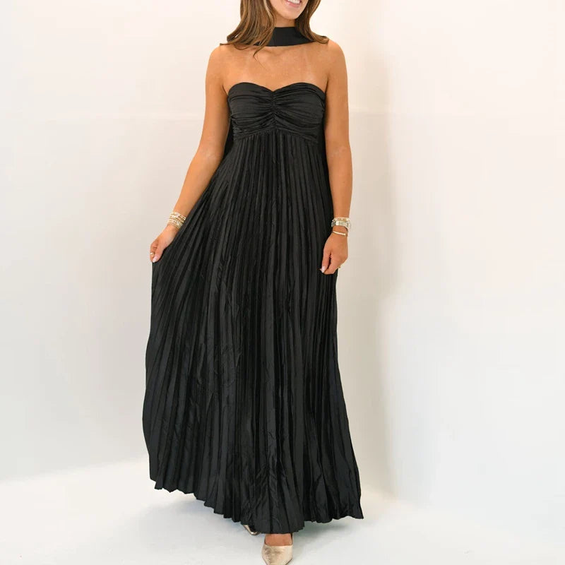 Multi-Color Strapless Maxi Dress - Empire Waist Beach Style