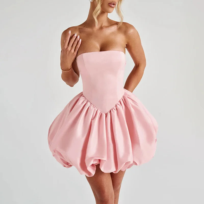 Strapless Bow Puff Mini Dress â€?Ball Gown Style