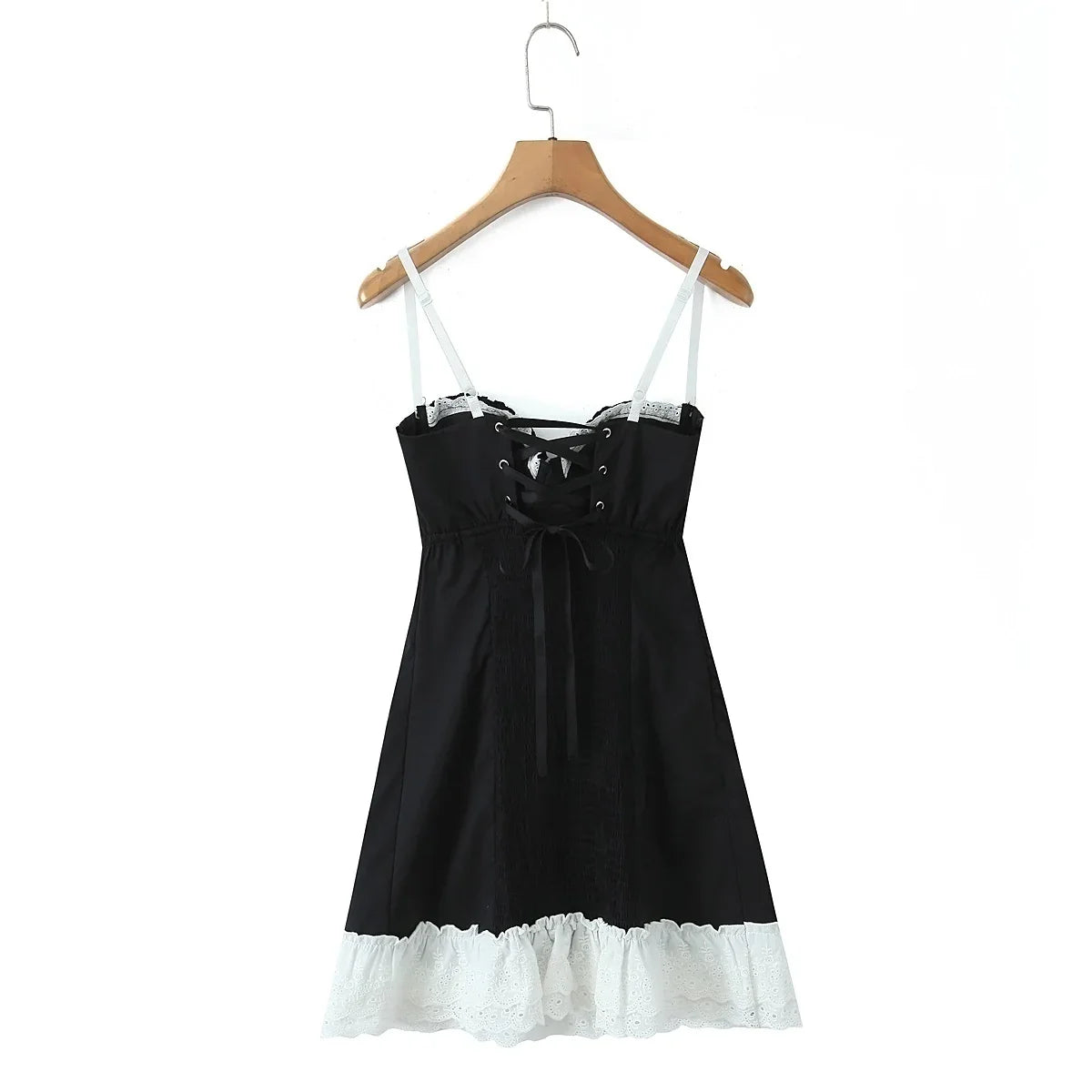 Lace Bustier Patchwork Cami Lace Up Mini Dress