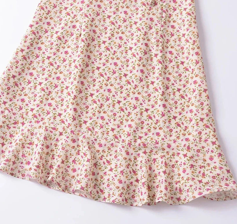 Flower Print Ruched Cami Mini Dress