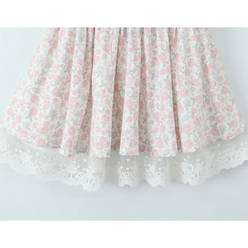 Floral Print Lace Patchwork A-line Mini Dress