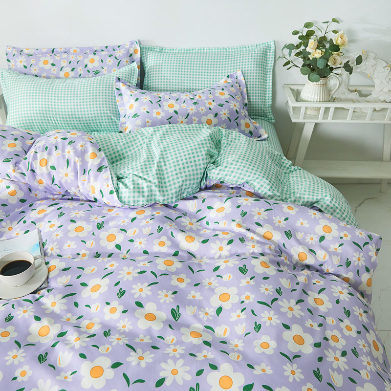 Floral Bedding Set with Duvet Cover Flat Sheet with Pillowcases  Kids Queen Full Size Boys Girls Bed Linen