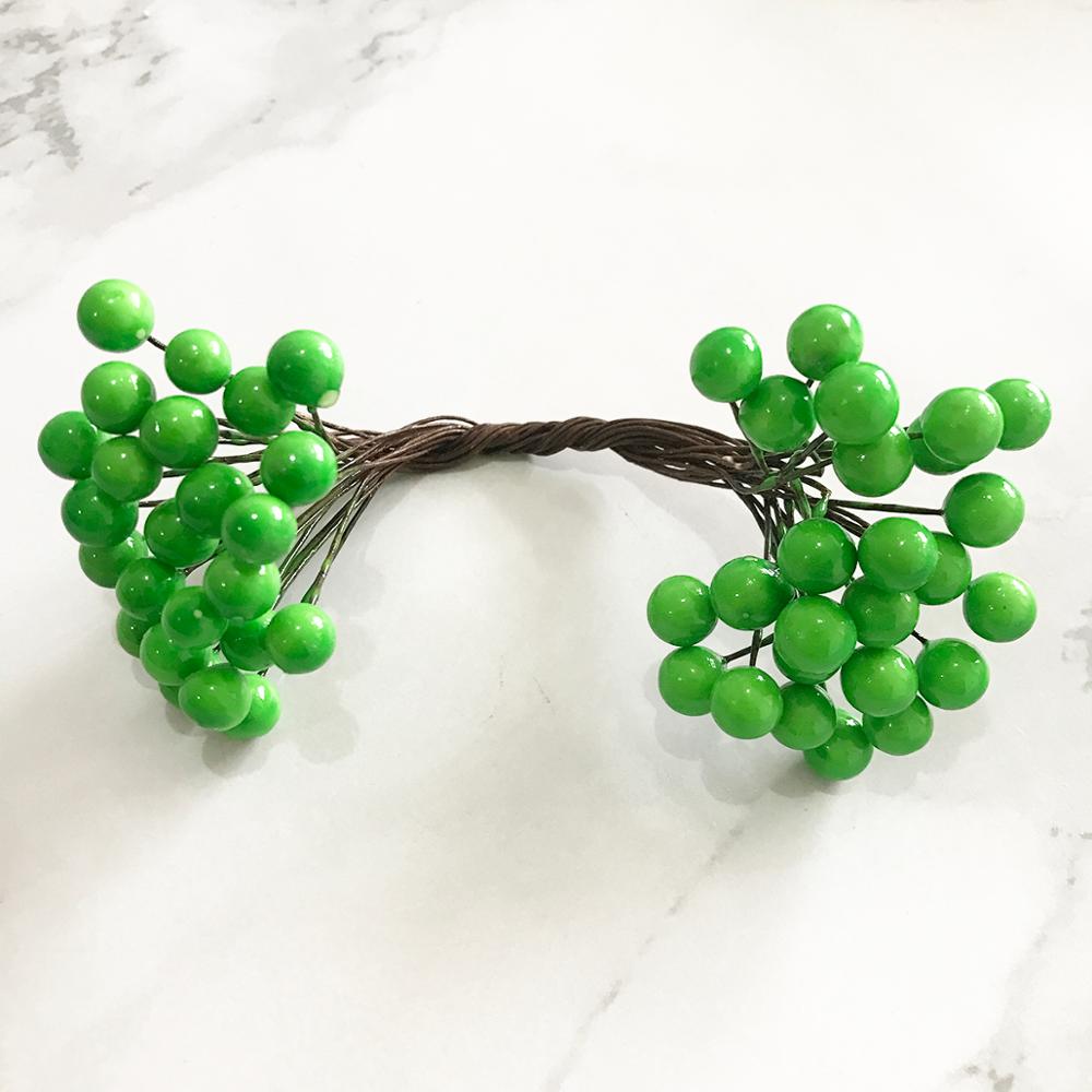 6/10/12/24/200pcs Mixed Green Plant Flower Cherry Stamen Berries Bundle DIY Christmas Wedding Cake Gift Box Wreaths Decor