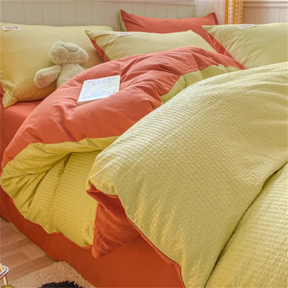 Huafu Ge Washed Cotton Four Piece Set, Non All Cotton Bedding, Pure Cotton Bedding, Bed Sheets, Duvet Covers, Bedding Products