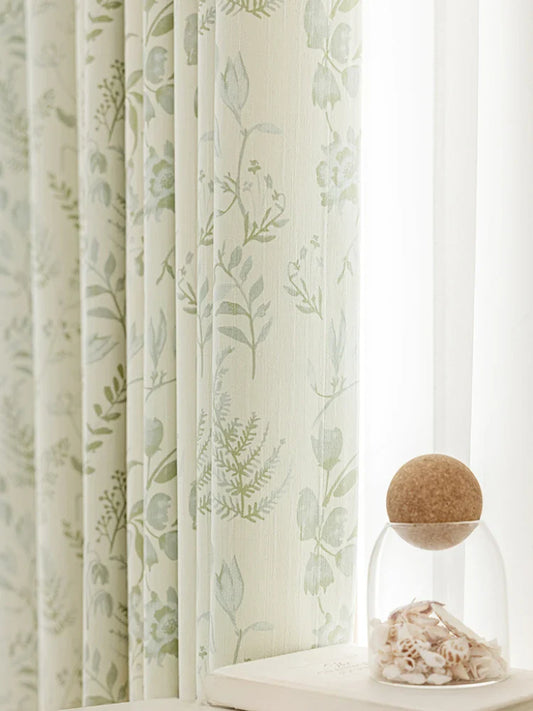 French Living Room Curtains Floral Pattern Bedroom Decoration Curtains Green Home Curtain Blackout Sun Protection Study Curtain