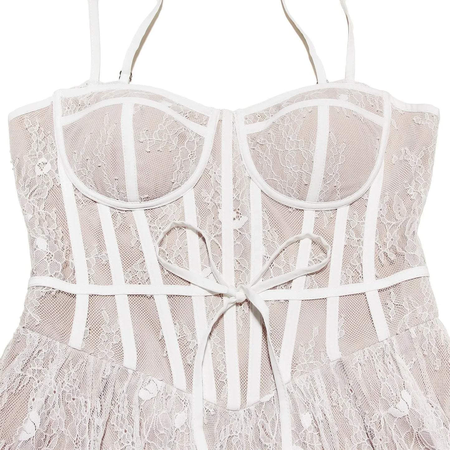 White Lace Corset Strap Mini Dress