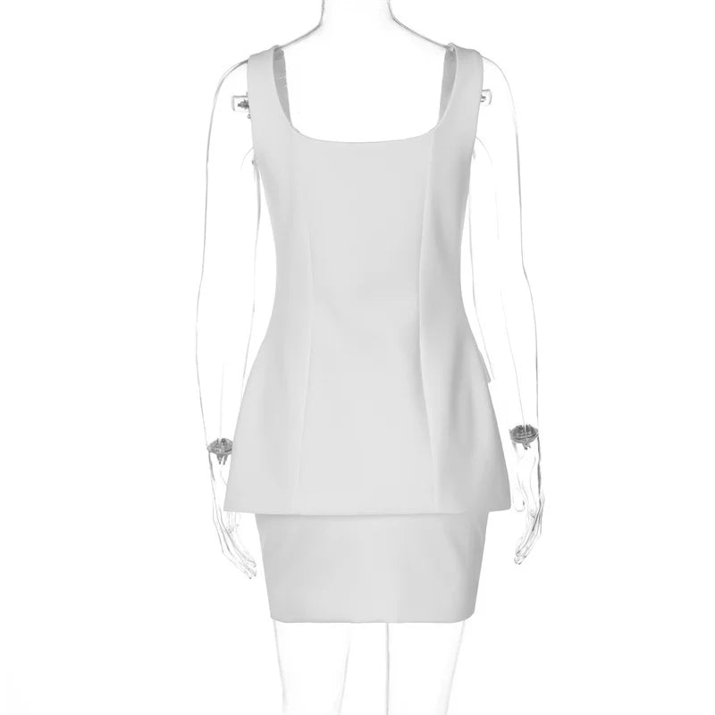 Buttoned Vest And Mini Skirt Set