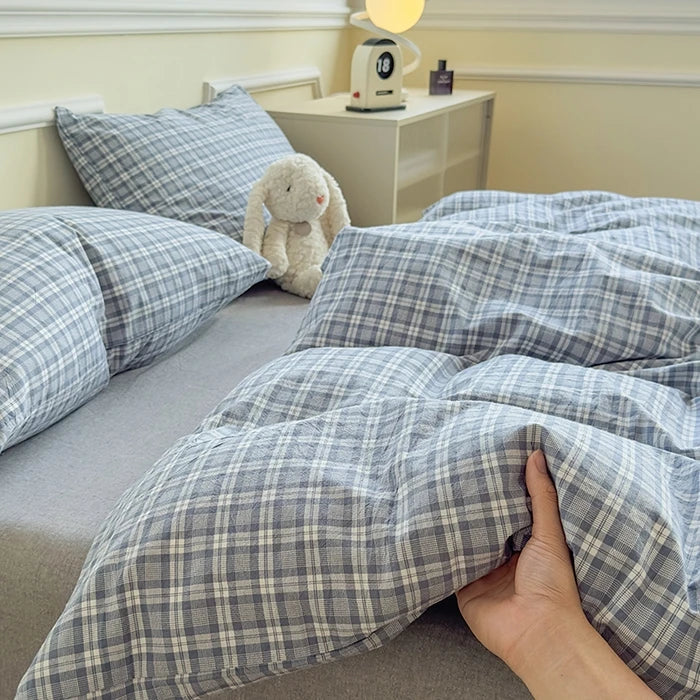 Class A Pure Cotton Printed Checkered Quilt Cover All-cotton Yarn-dyed Washed Single Duvet Cover 160x210 Bedding