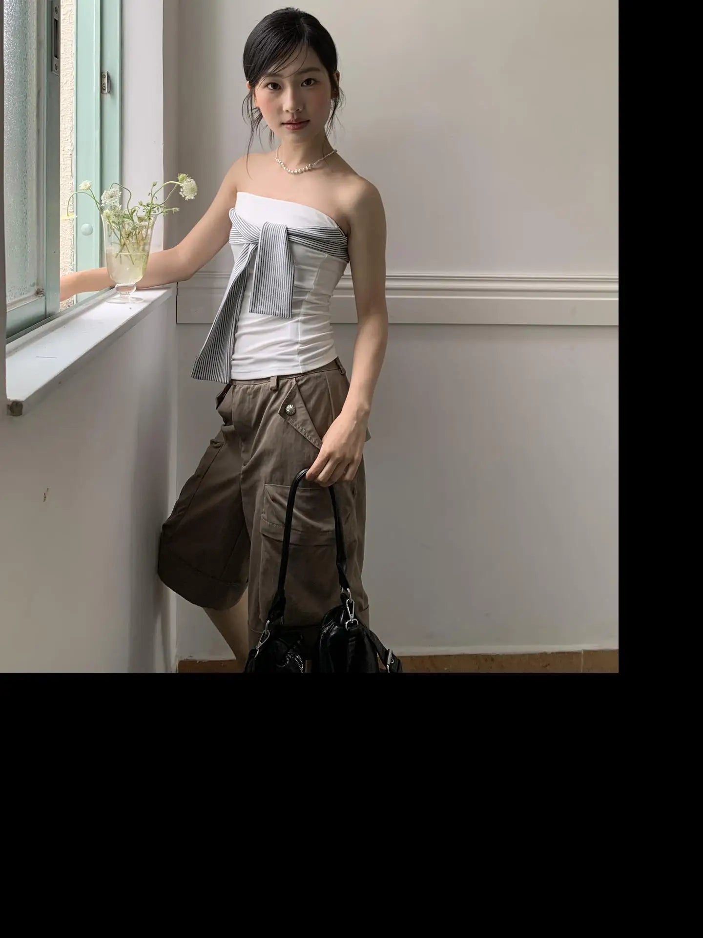 Tie Up Striped Tube Top