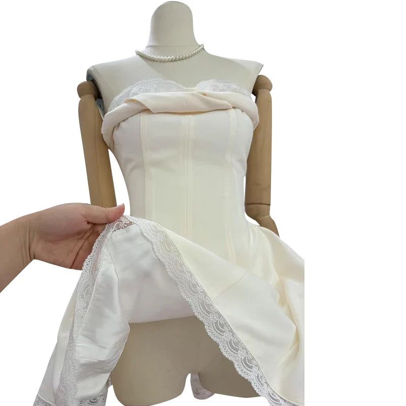 Elegant Strapless White Mini Dress