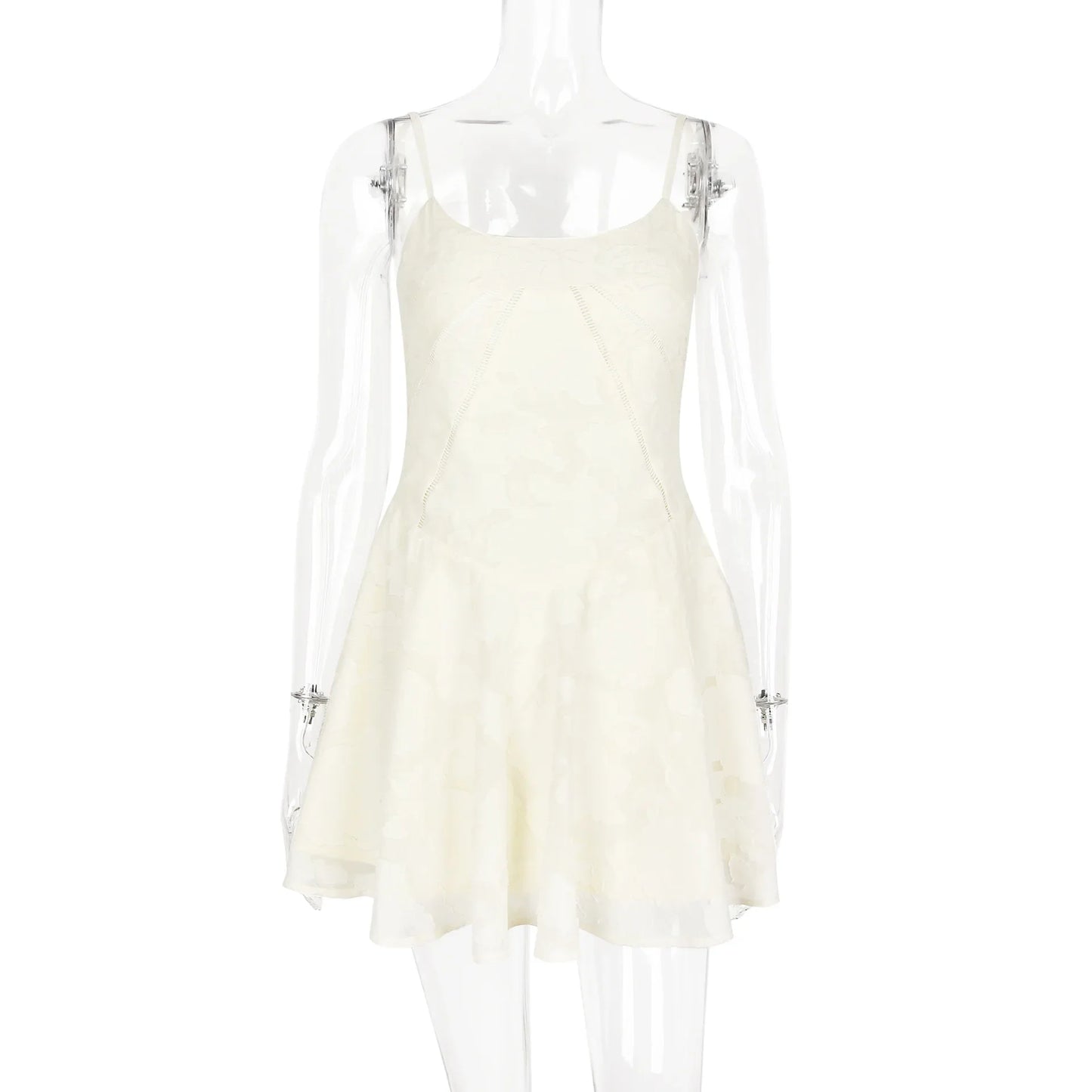 Jacquard Layered Lace Up Cami Mini Dress