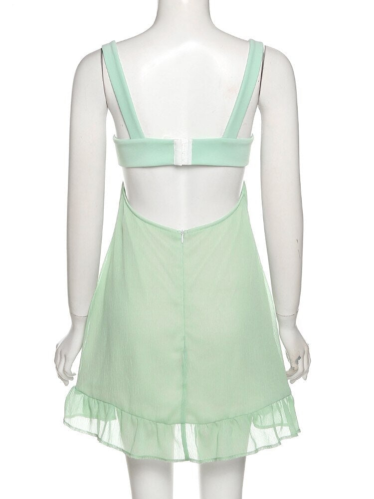 Green Frill Mini Dress