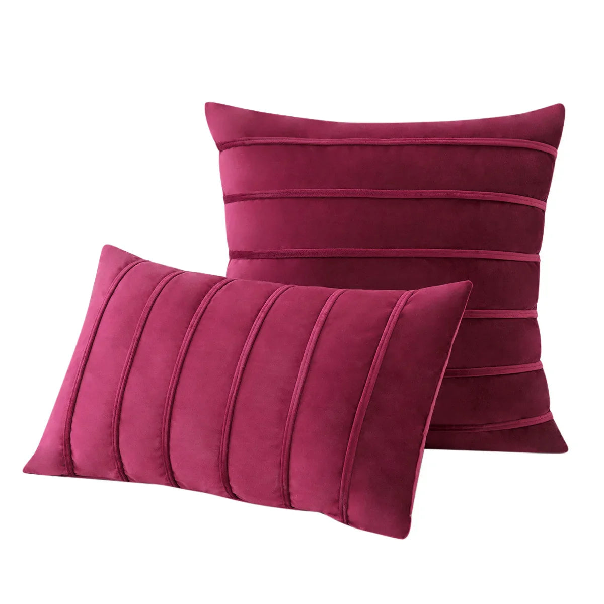 2Pcs Blue Velvet Pillow Covers with Striped Decorative Luxury Soft Cushion Cases for Farmhouse Couch Sofa Living Room