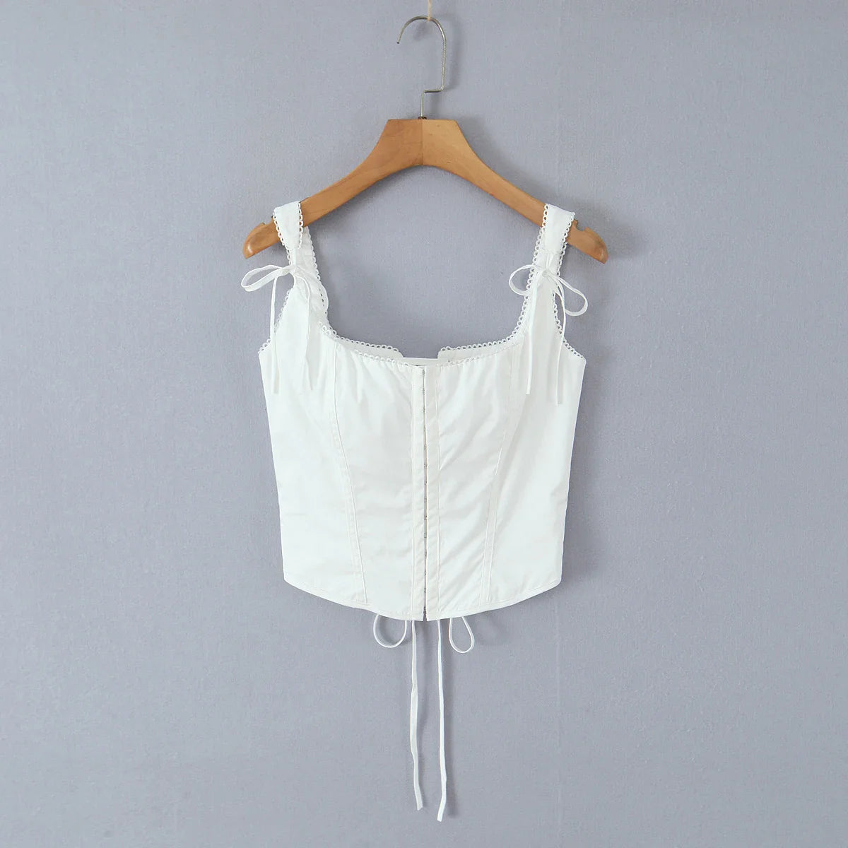 White Tie Up Hook Corset Top