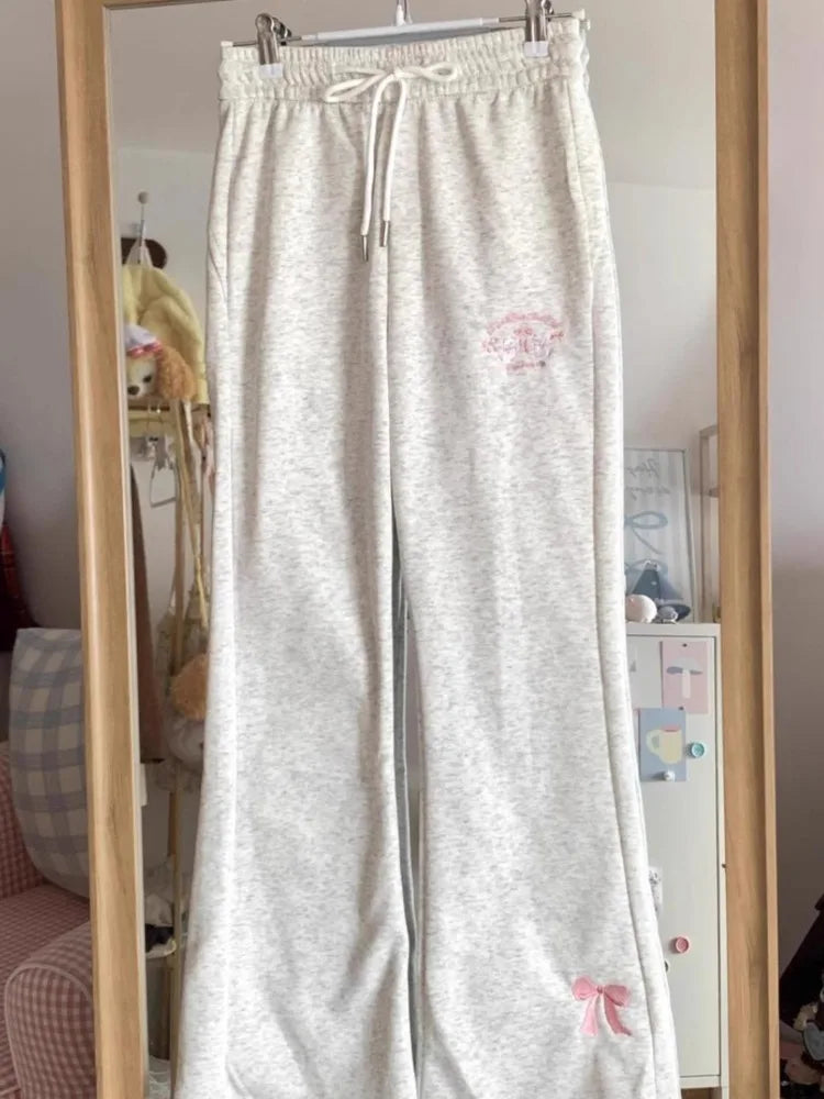 Flare High Waist Butterfly Embroidery Track Pants