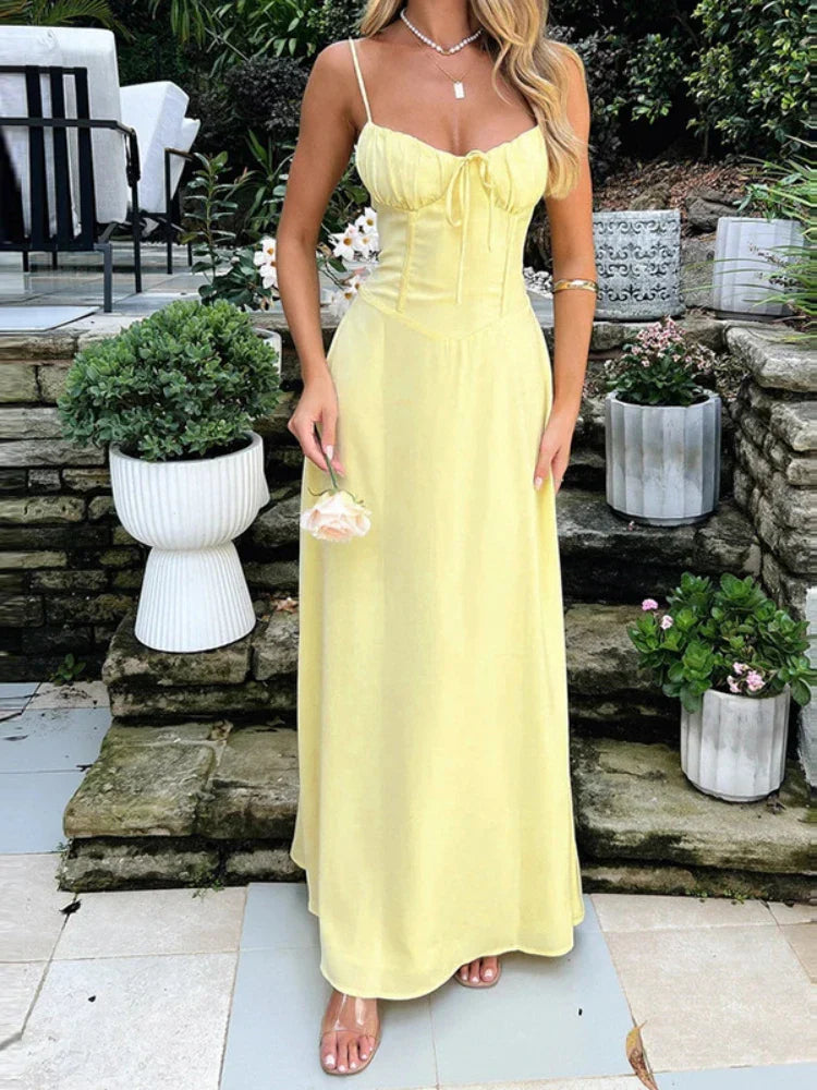 Cami Tie Up Solid Maxi Dress