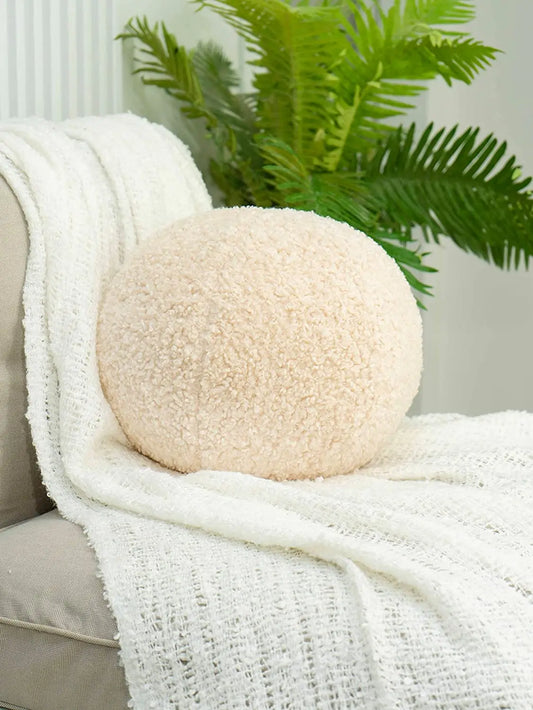 White Ball Throw Pillow Cushion for Sofa Cute Modern Chic Boho Style Round Pillow Super Soft Spherical Farmhouse Pillow