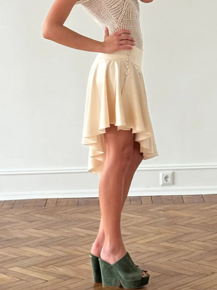 Side Split Irregular Satin Mini Skirt