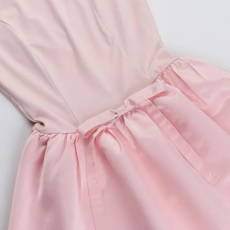 Solid Sleeveless Front Bow Mini Dress