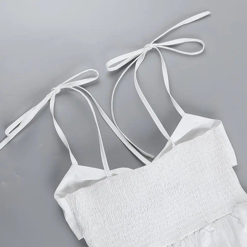 Tie Up Cut Out White Flare Mini Dress