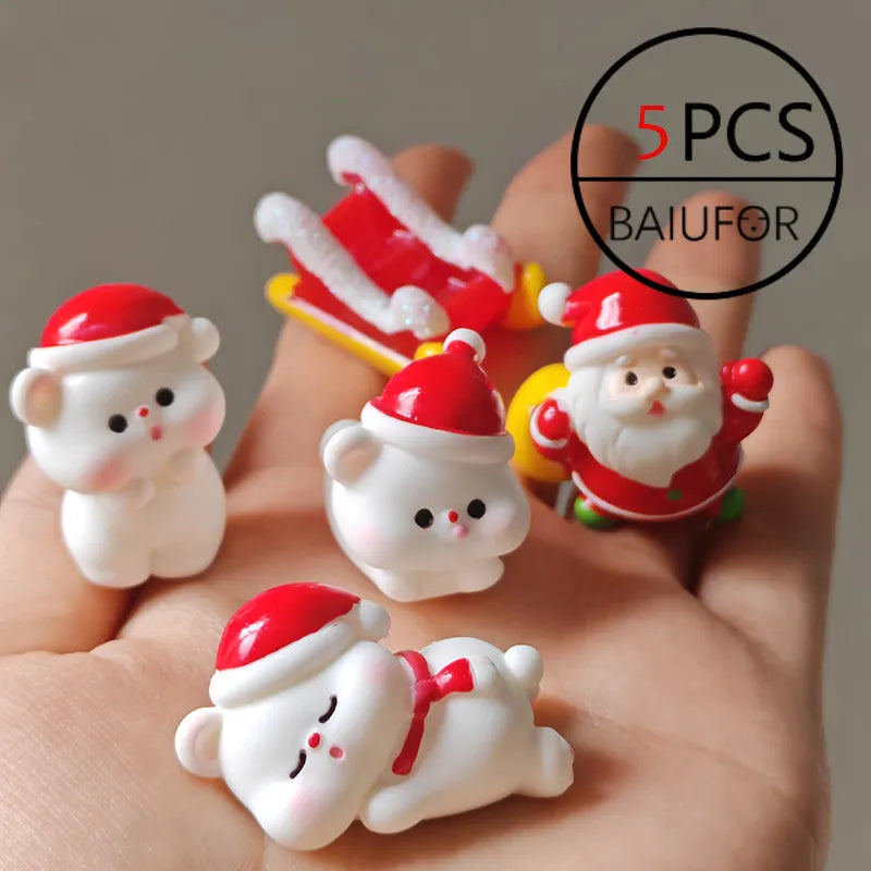 Miniature Christmas Tree Santa Claus Snowmen Gift Box Terrarium Accessories Fairy Garden Figurines Dollhouse Decor