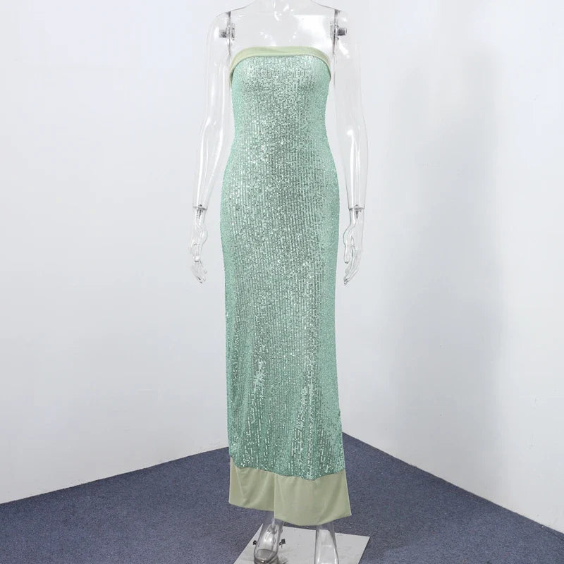 Strapless Sequin Maxi Dress