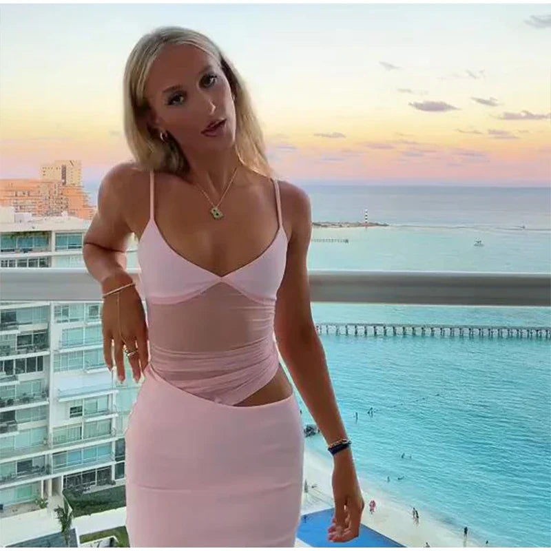 Mesh Strap Maxi Dress