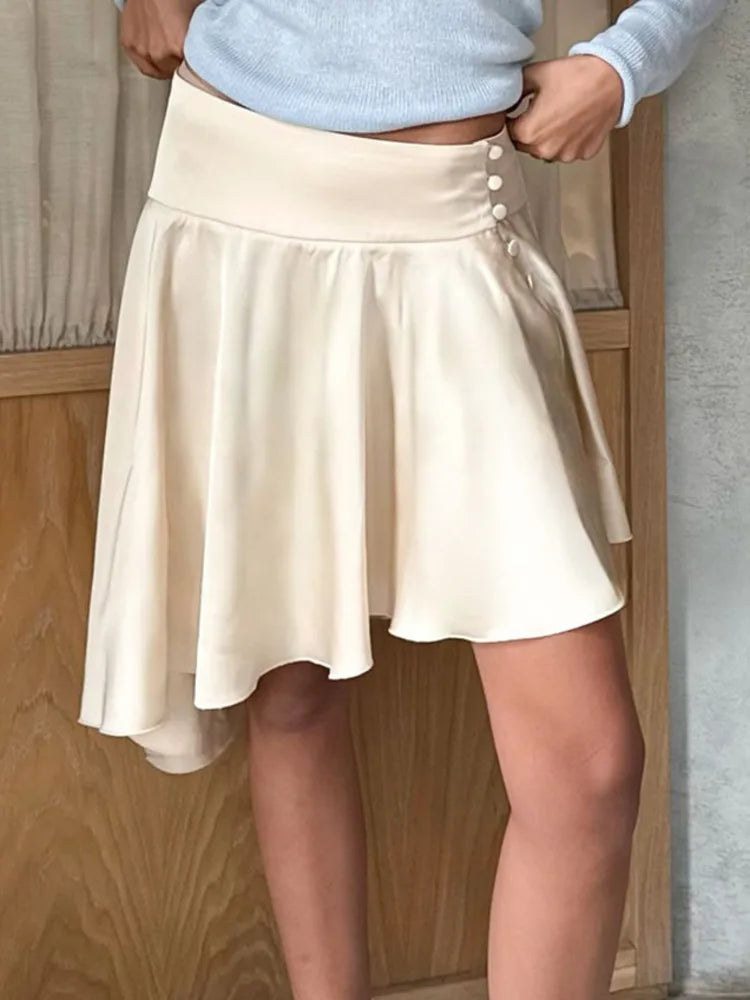 Side Split Irregular Satin Mini Skirt