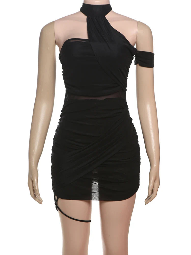 Mesh Bandage Tube Mini Dress