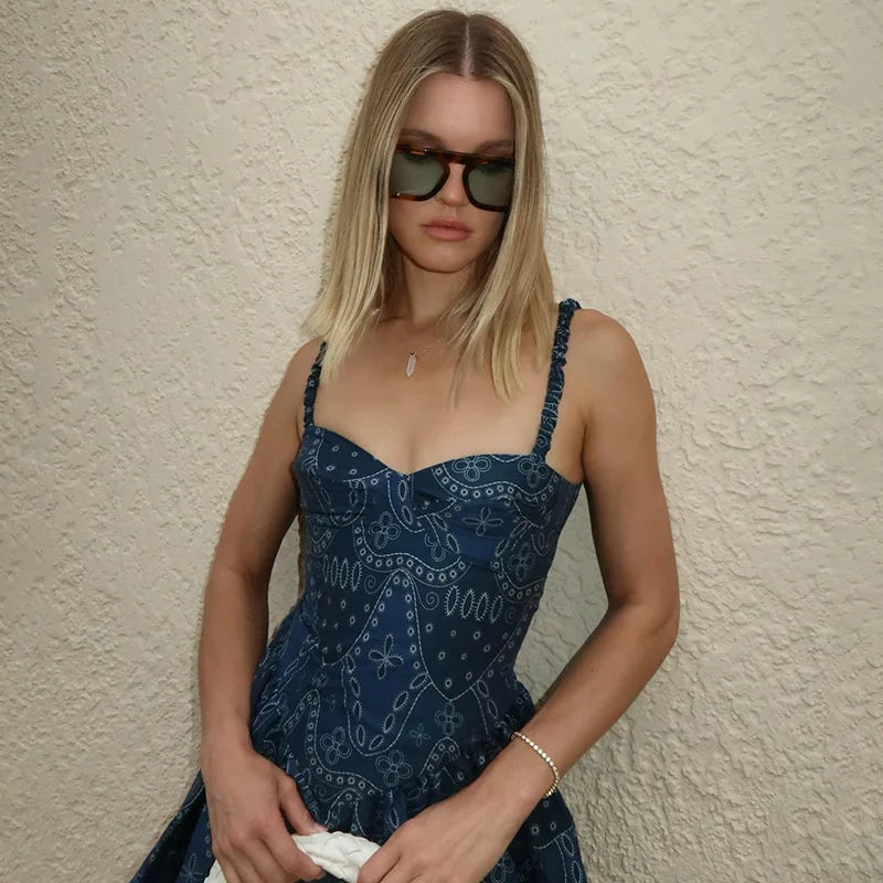 Blue Paisley Print Cami Mini Dress