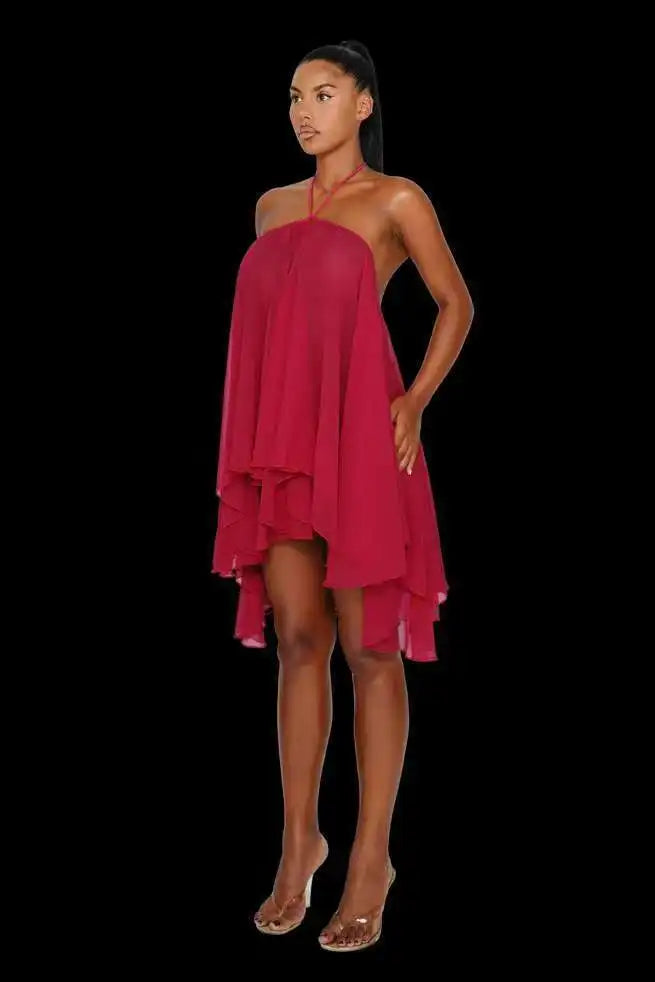 Frill O-Shaped Mini Dress