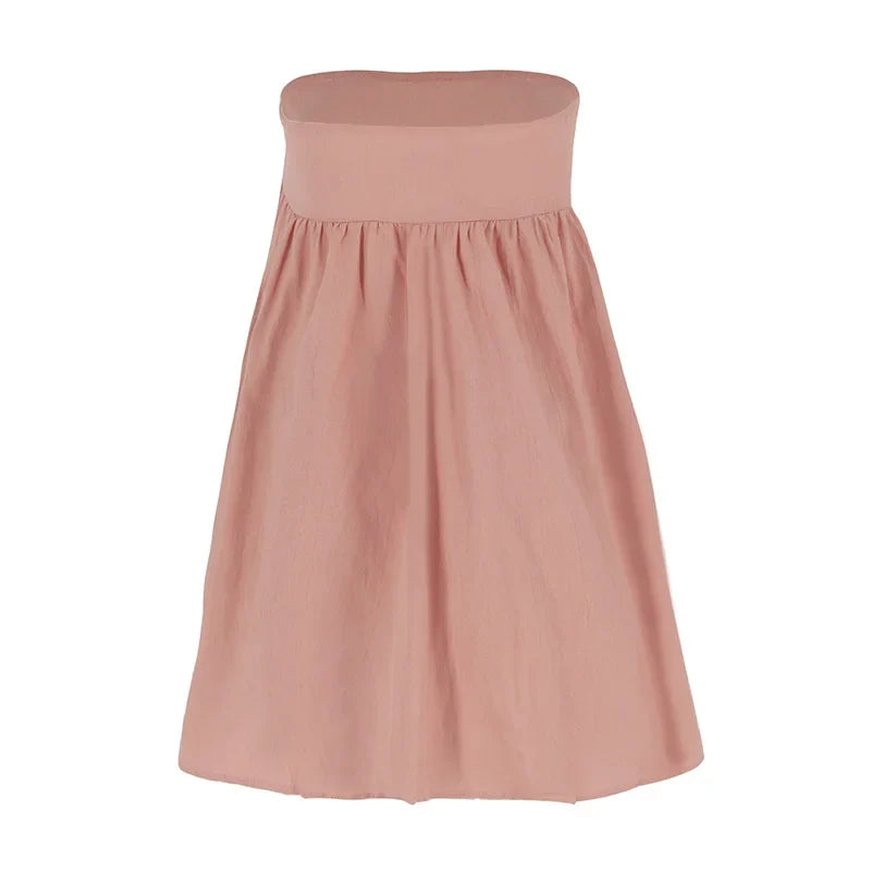 Pink Tube A-line Mini Dress