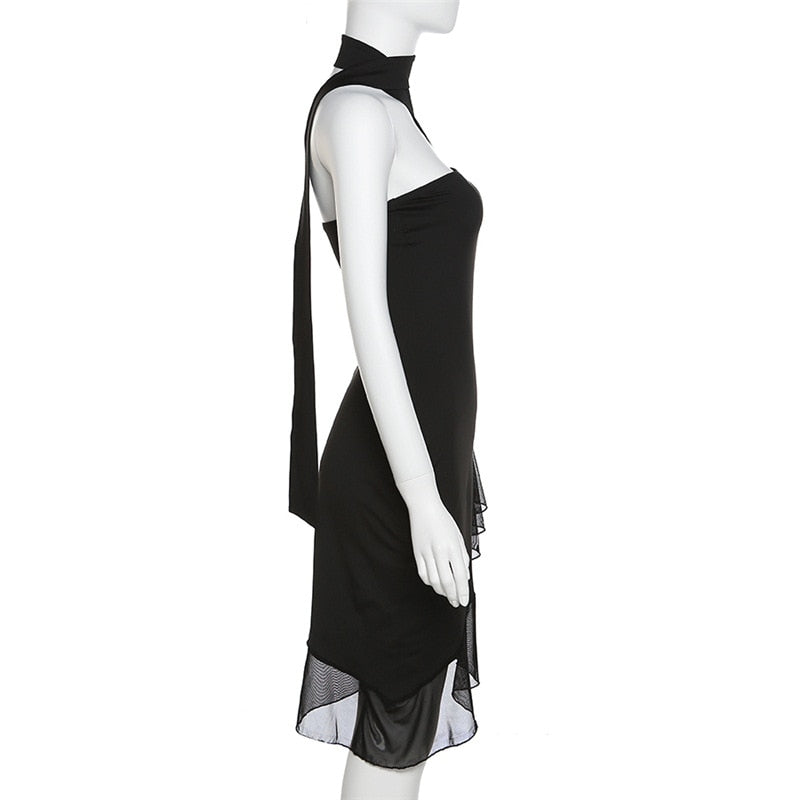 Draped Frill Tube Mini Dress