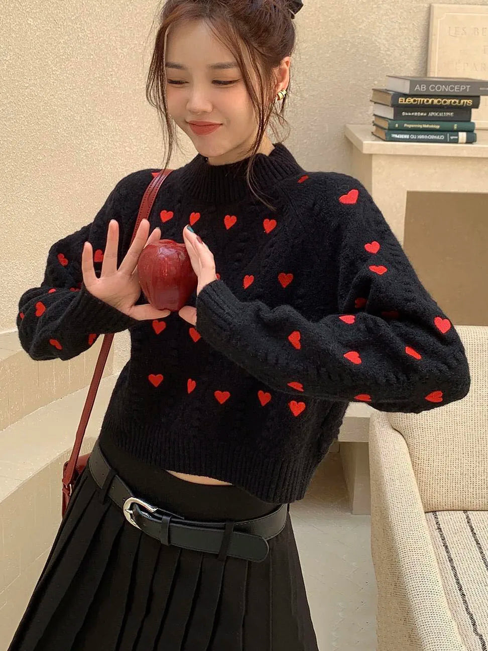 Heart Cable Knit Sweater