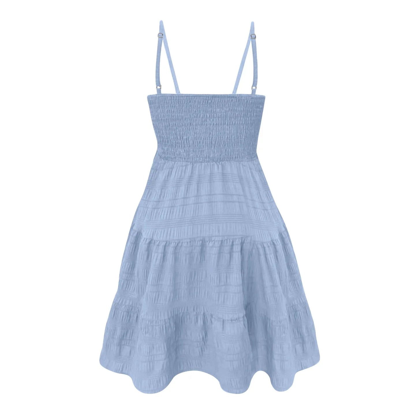 Ruched Spaghetti Strap Summer Mini Dress