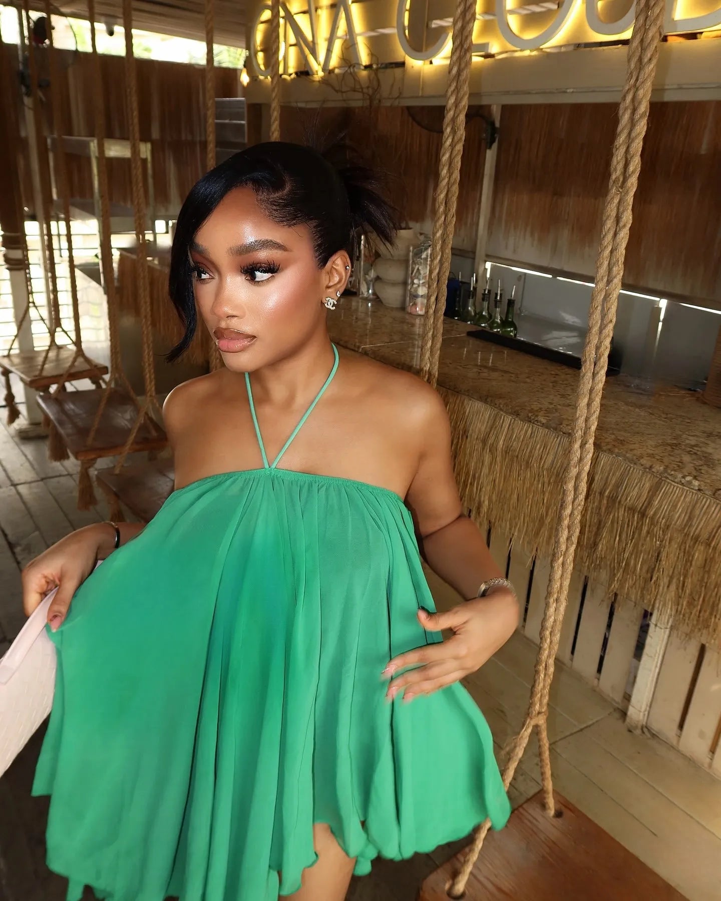 Frill O-Shaped Mini Dress