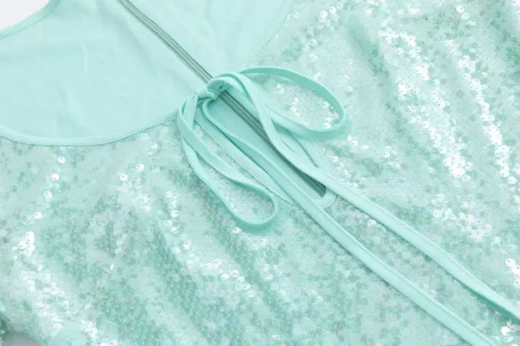 Green Sequin Long Sleeve Maxi Dress