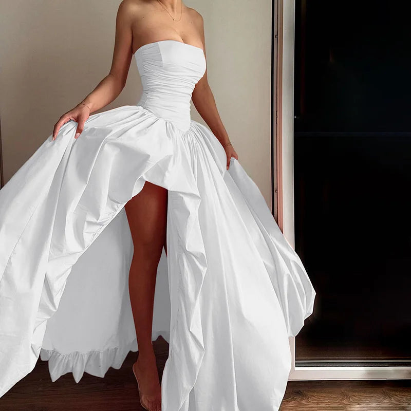 Strapless Puffed Maxi Dress