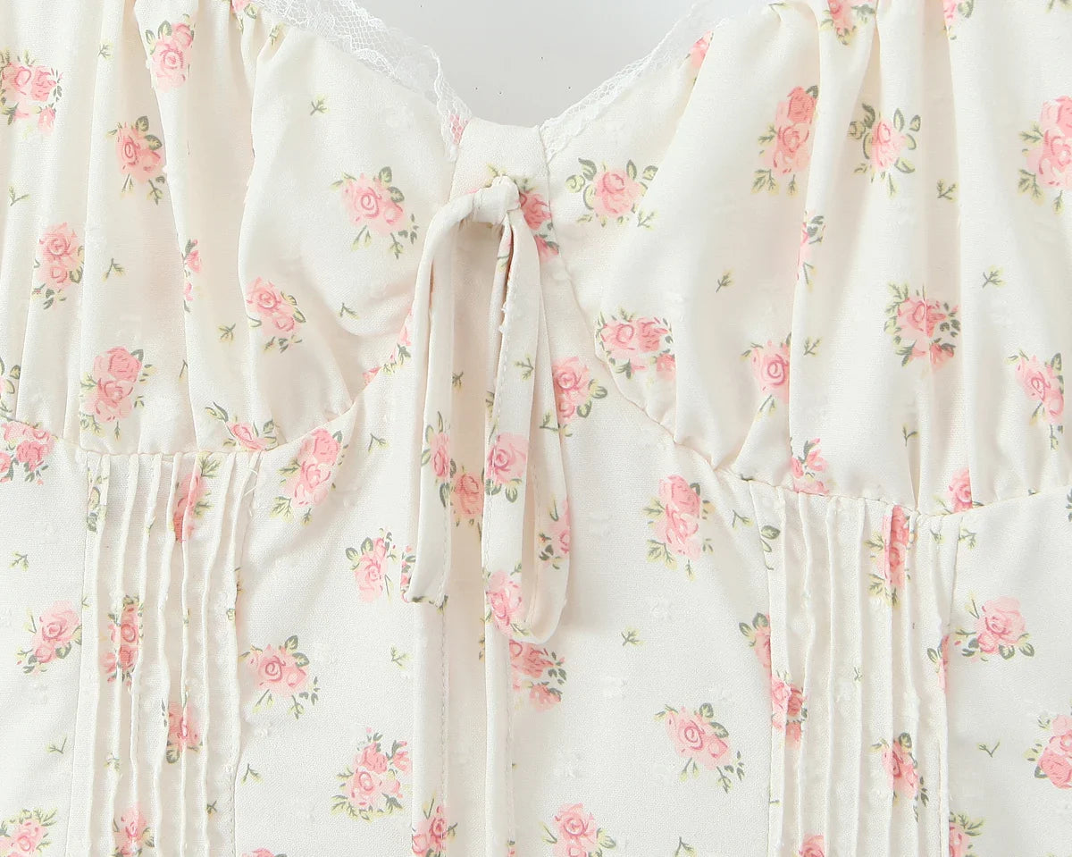 Floral Print Bow Ruched Mini Dress