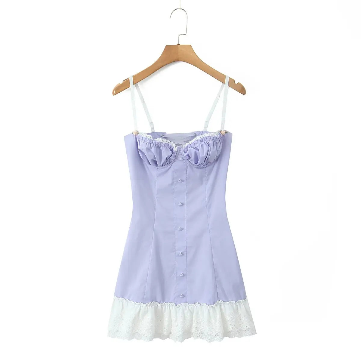 Ruffle Trim Button Cami Mini Dress