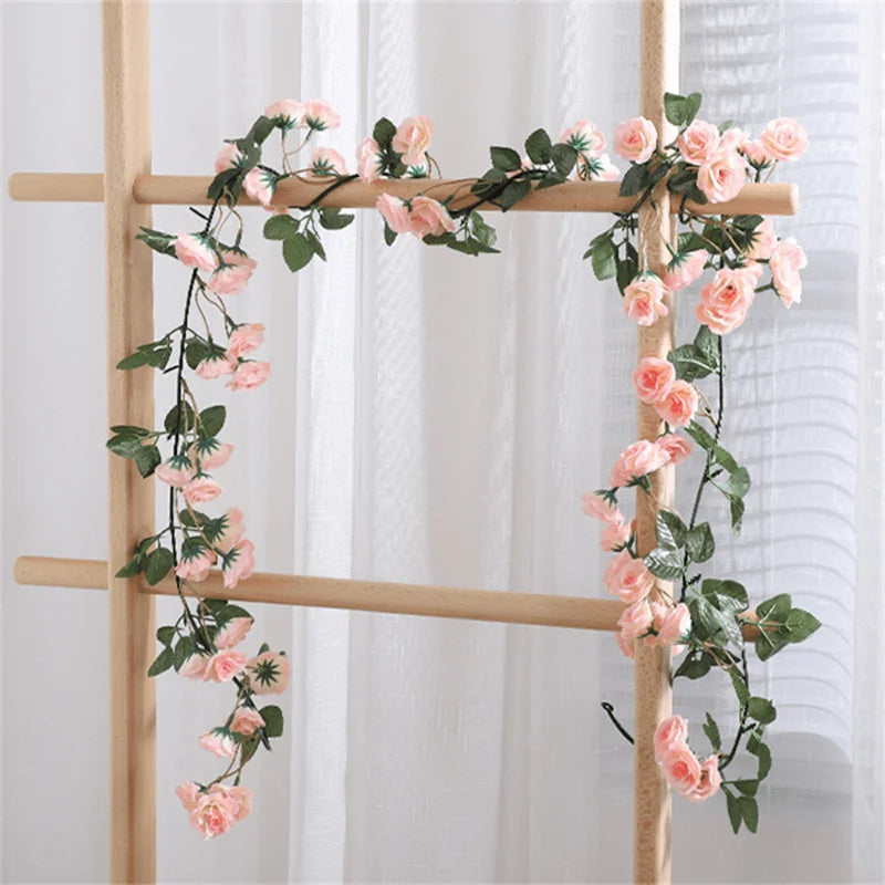 Artificial Flowers Rose Vine Hanging Silk Flower Garland for Garden Party Wedding Decor Home Christmas Decoration Fake Flower