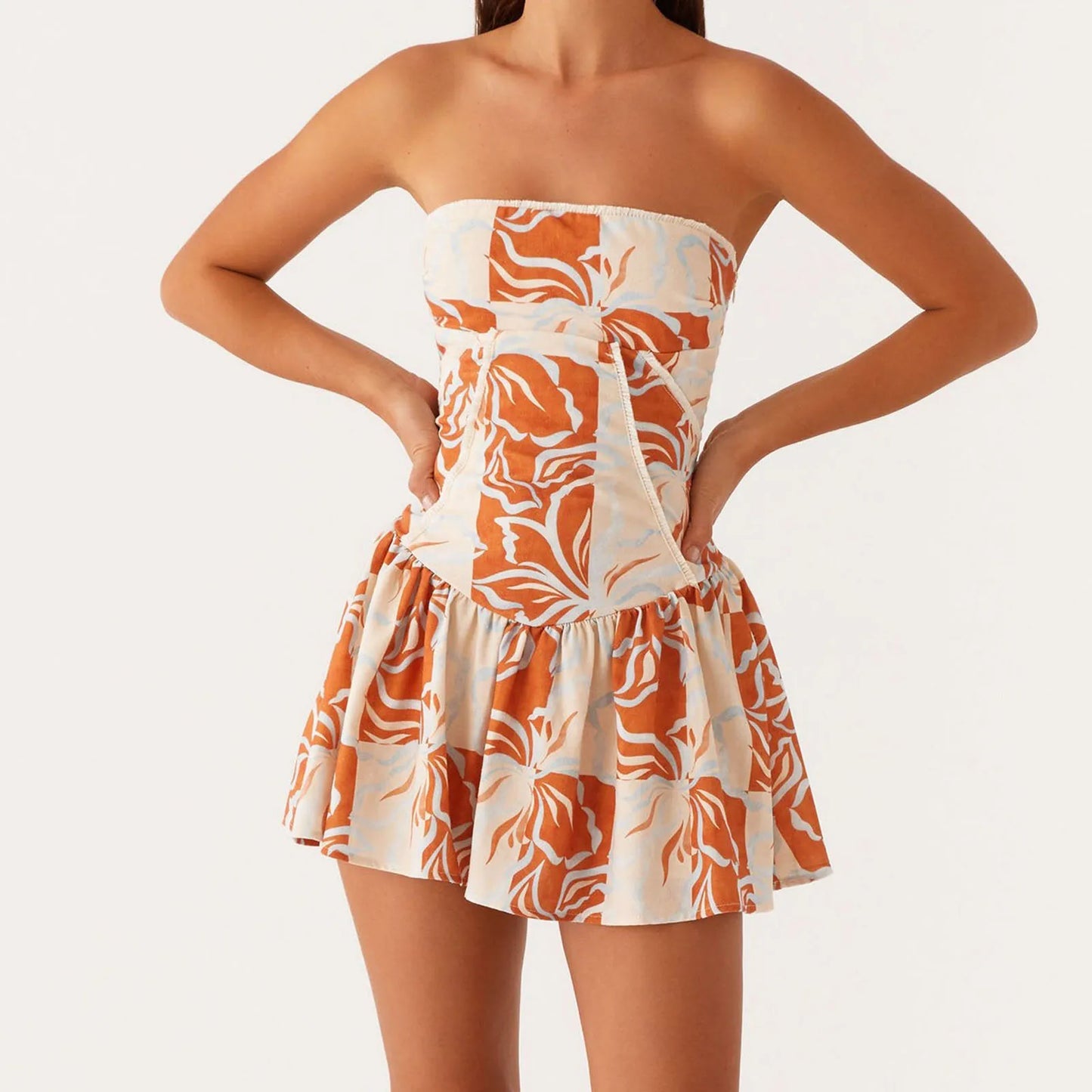 Corset Tube Pleated Mini Dress - Backless A-Line